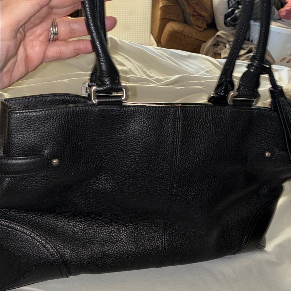 Ann Taylor Black Pebbled‎ Leather Tote